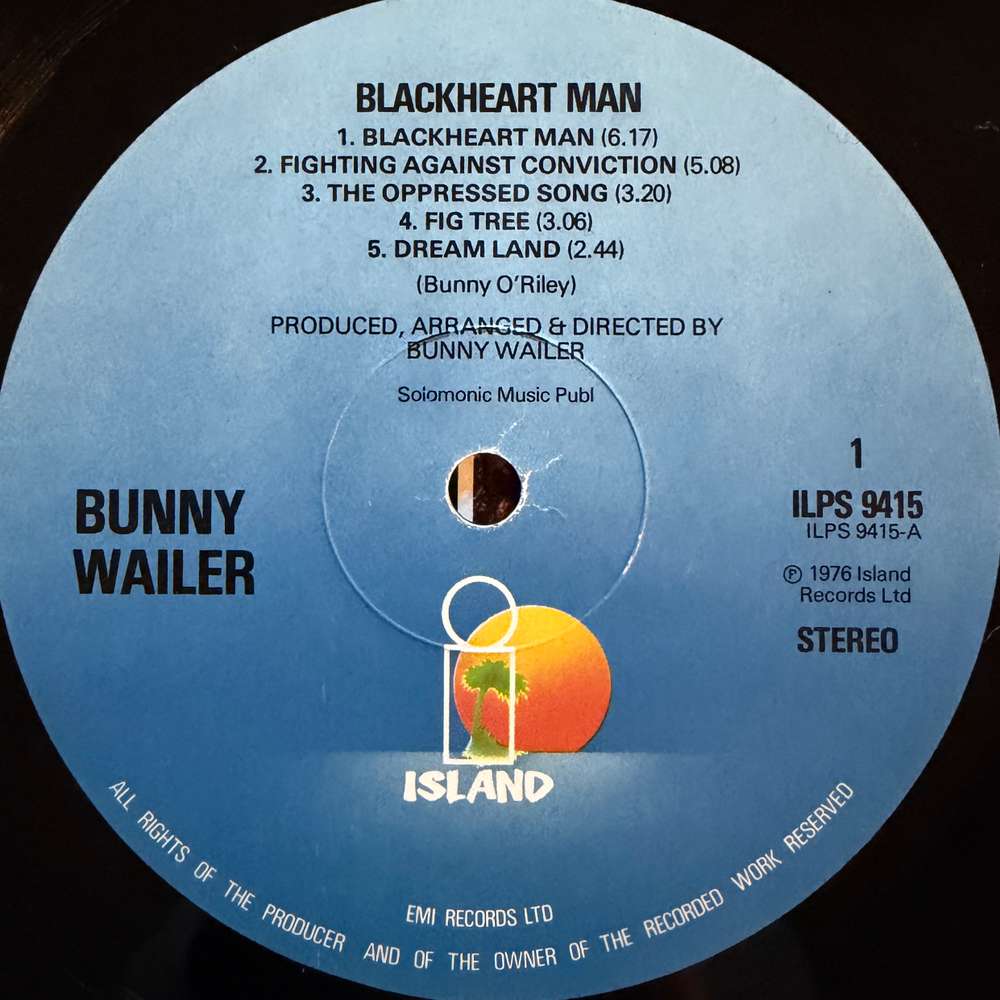 Bunny Wailer ‎– Blackheart Man (Англия 1978г.)