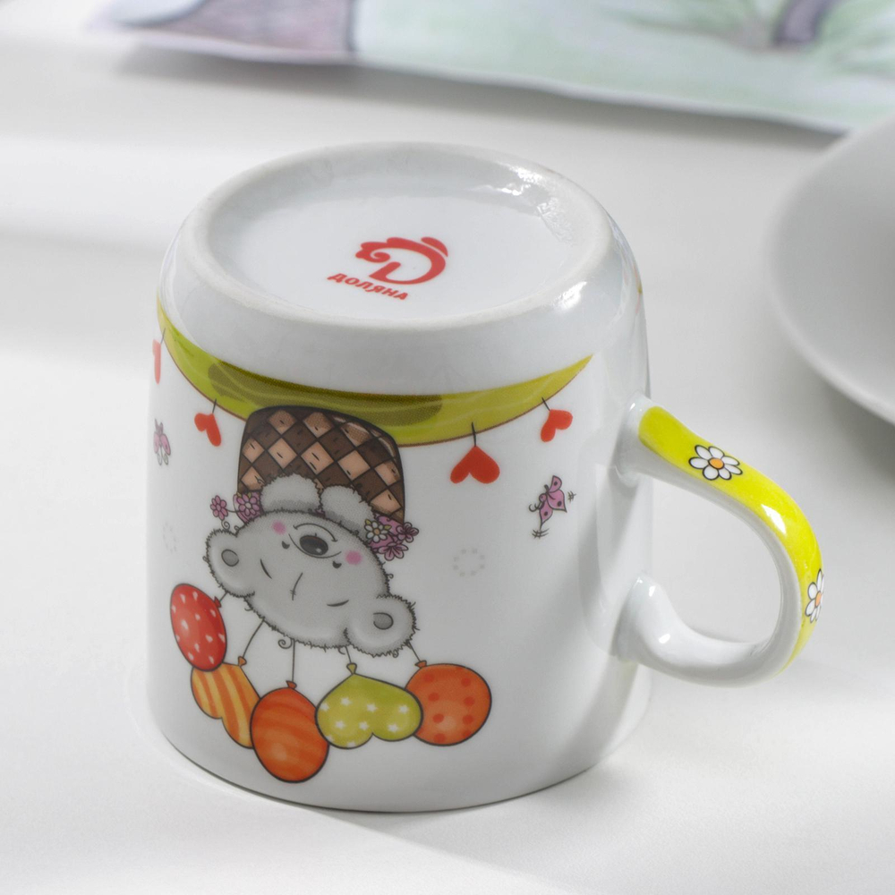 5478726 Набор детской посуды Доляна «Коала», 3 предмета: кружка 250 мл, миска 400 мл, тарелка d=18 с