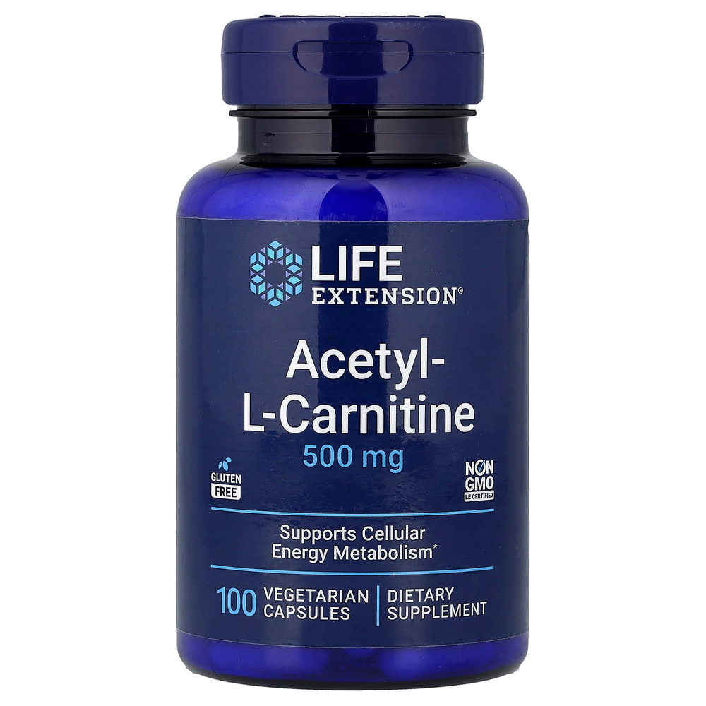 Life Extension, ацетил-L-карнитин, 100 вегетарианских капсул