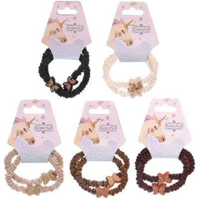 Резинки для волос 2шт «КИРА», бабочки, микс 5 цветов, d-5см (подвес Единорог)