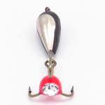 Мормышка Владимирская 53 "Дьявол с подвесным тройником со стразом" с коронкой, 4мм, 1.4гр (10шт/уп)