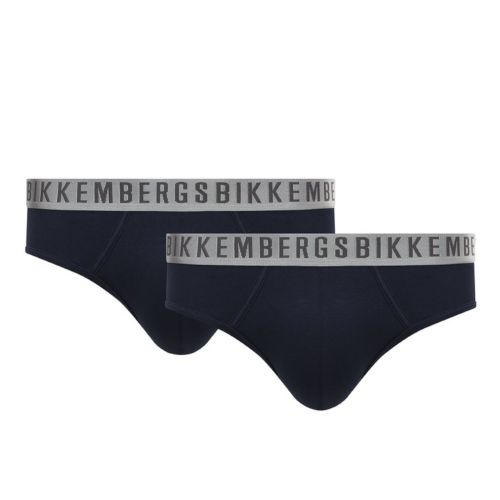Мужские трусы брифы синие набор 2 в 1 Bikkembergs SILVER BKK1USP11BI/2