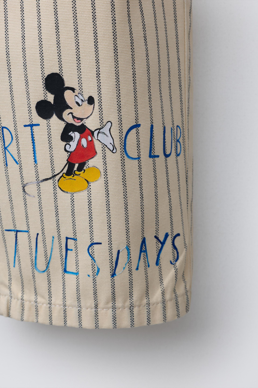 ZARA БРЮКИ RELAXED CANVAS MICKEY MOUSE © DISNEY, ЭКРЮ/ТЕМНО-СИНИЙ