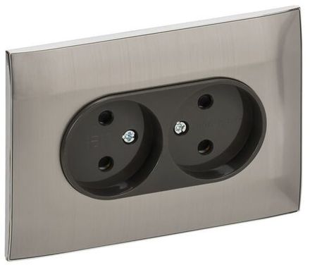 Розетка 2-м SKANDY 10А без заземл. защ. шторки в сборе SK-R09N никель IEK SK-R23-10-K50-F