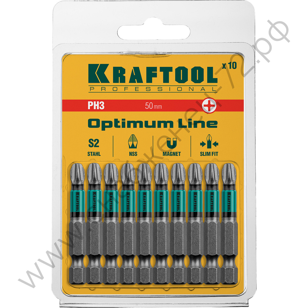 KRAFTOOL OPTIMUM PH 3, 50 мм, 10 шт, Биты (26122-3-50-10)