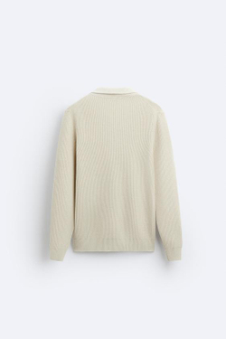 ZARA СВИТЕР С КОРОТКОЙ ЗАСТЕЖКОЙ-МОЛНИЕЙ, ЭКРЮ