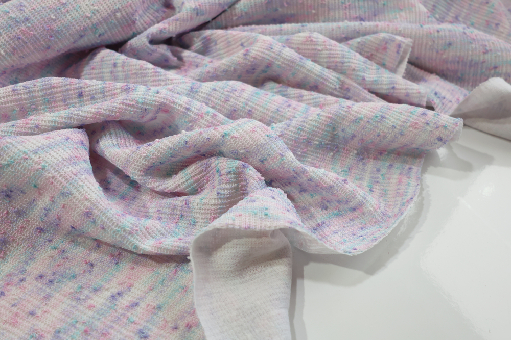 НЕЖНО-РОЗОВЫЙ - Буклированная вязка на стабилизирующем трикотаже (1361 Маша) (к0 незначительно испачкан)