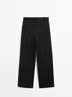 Massimo Dutti Брюки свободного кроя из тонкой шерсти, черный