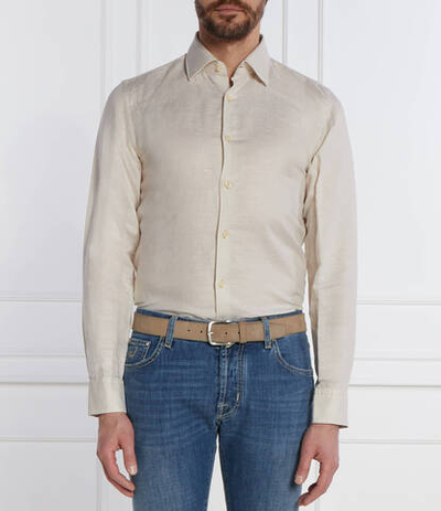 Льняная рубашка C-HAL-kent-C3-223 BOSS BLACK - бежевый(50513676)