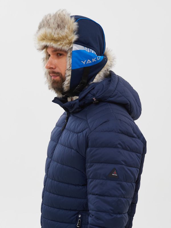 Шапка ушанка зимняя Yakutia цвет Тёмно-синий ткань Galaxy Breathable иск. мех Волк