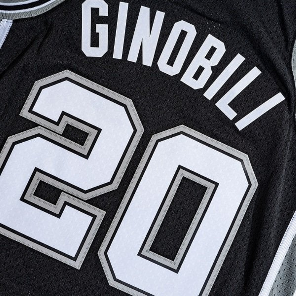 Баскетбольная мужская джерси Mitchell & Ness NBA Swingman Jerseys San Antonio Spurs - Manu Ginóbili #20 (SMJYAC18102-SASBLCK0)