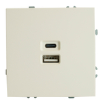 Розетка 2-местная USB + Type C (механизм), STEKKER, 250В, 20W, серия Эмили, RST10-5115-01, белый фарфор, soft touch 49879