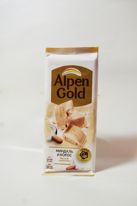 Шоколад Alpen Gold Белый с Миндалем и Кокосовой стружкой 80 грамм