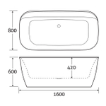 Акриловая ванна Art&Max AM-316-1600-800