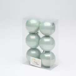 Набор пластиковых шаров Анет 80 мм., мятный перламутр, 6 шт., ЕлкиТорг (150323)