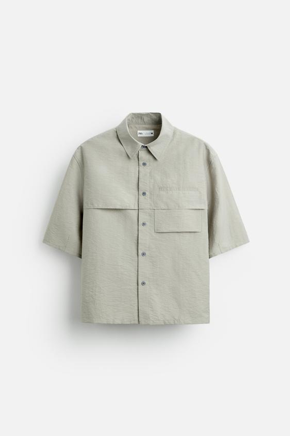 ZARA РУБАШКА ИЗ ЖАТОЙ ТКАНИ, АНТРАЦИТОВО-СЕРЫЙ