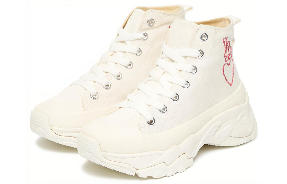 MLB Chunky High Slip Resistant, Abrasion Resistant, Breathable High top Canvas Shoes Unisex White Red