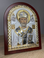 Николай Чудотворец, икона арочная, красное дерево 150х200