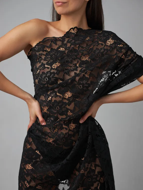 Кружевное неэластичное полотно, арт. M150, черный 170