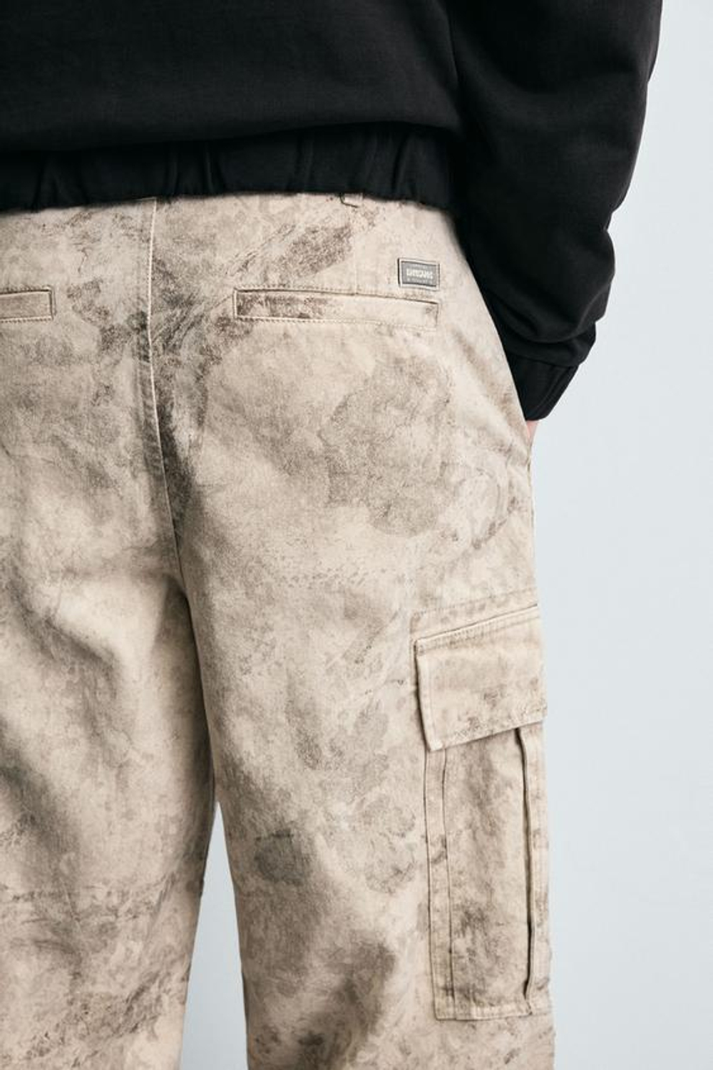 ZARA БРЮКИ-КАРГО STRAIGHT FIT, СЕРО-БЕЖЕВЫЙ