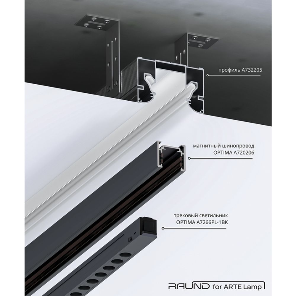 Профиль для монтажа накладного шинопровода в натяжной потолок Arte Lamp