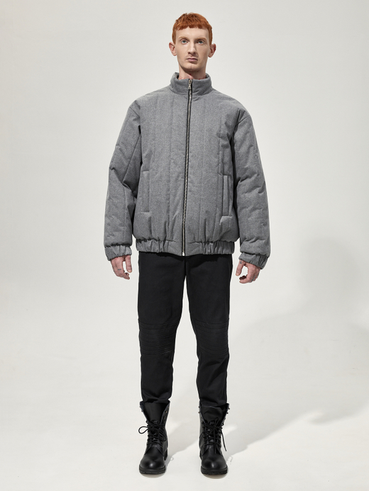 Бомбер стеганый "Брутализм". Серый