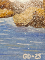 Картина маслом на картоне 30х40 с мольбертом для интерьера "Волна"