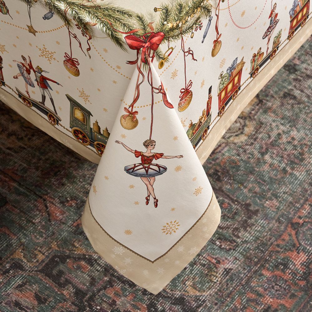 СКАТЕРТЬ "ЩЕЛКУНЧИК" 160Х220СМ БЕЖЕВЫЙ,100% ХЛОПОК,ТВИЛ