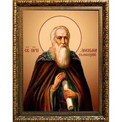 Зосима Соловецкий, преподобный игумен. Икона на холсте.