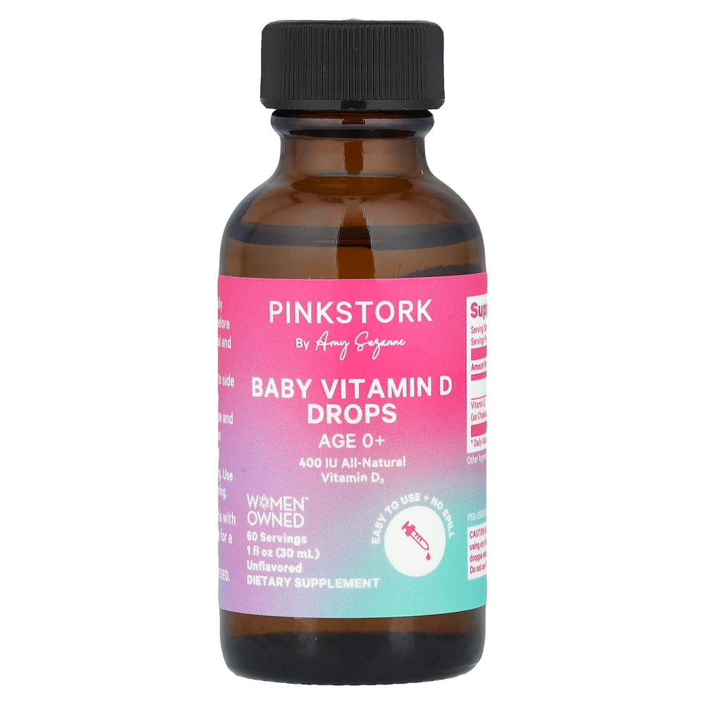 Pink Stork, Витамин D для детей, для детей от 0 лет, без добавок, 30 мл (1 жидк. Унция)