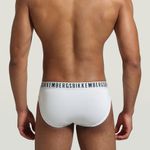 Мужские трусы брифы набор 3 в 1 белые с белой резинкой Bikkembergs BKK1USP02TR0000