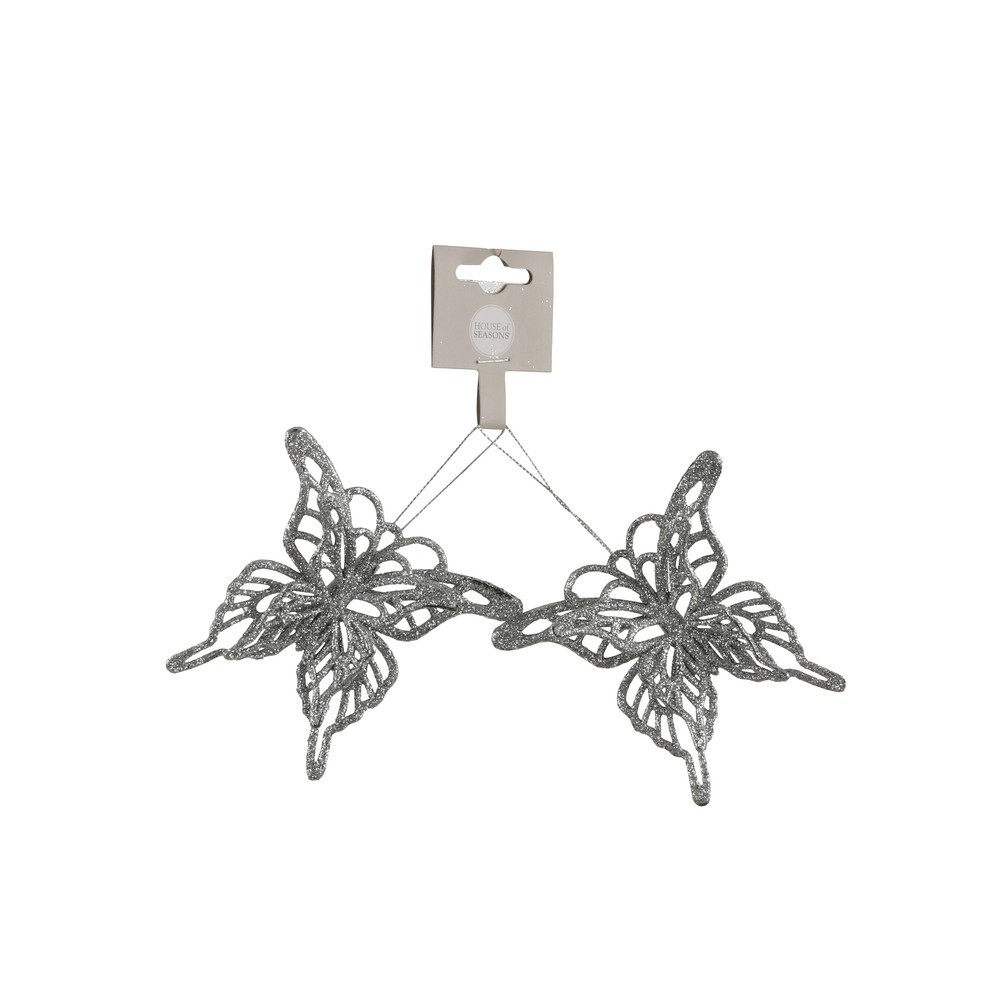 Подсеска бабочка 2шт 10х9х1.5см House of Seasons серебро