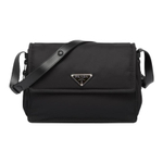 PRADA Re Nylon Re Nylon Recycled Nylon With Leather Messenger Bag, Crossbody Bag, Shoulder Bag Medium Women"s Black