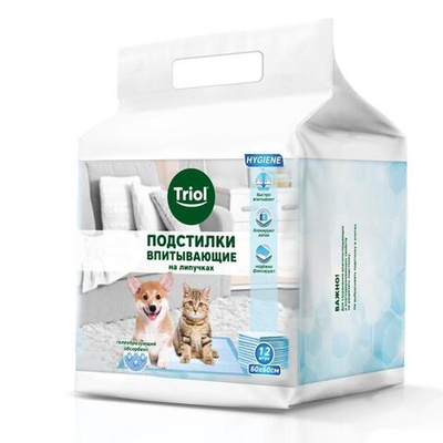 Подстилки впитывающие на липучках, 600*600мм (уп.12шт.), серия HYGIENE, Triol
