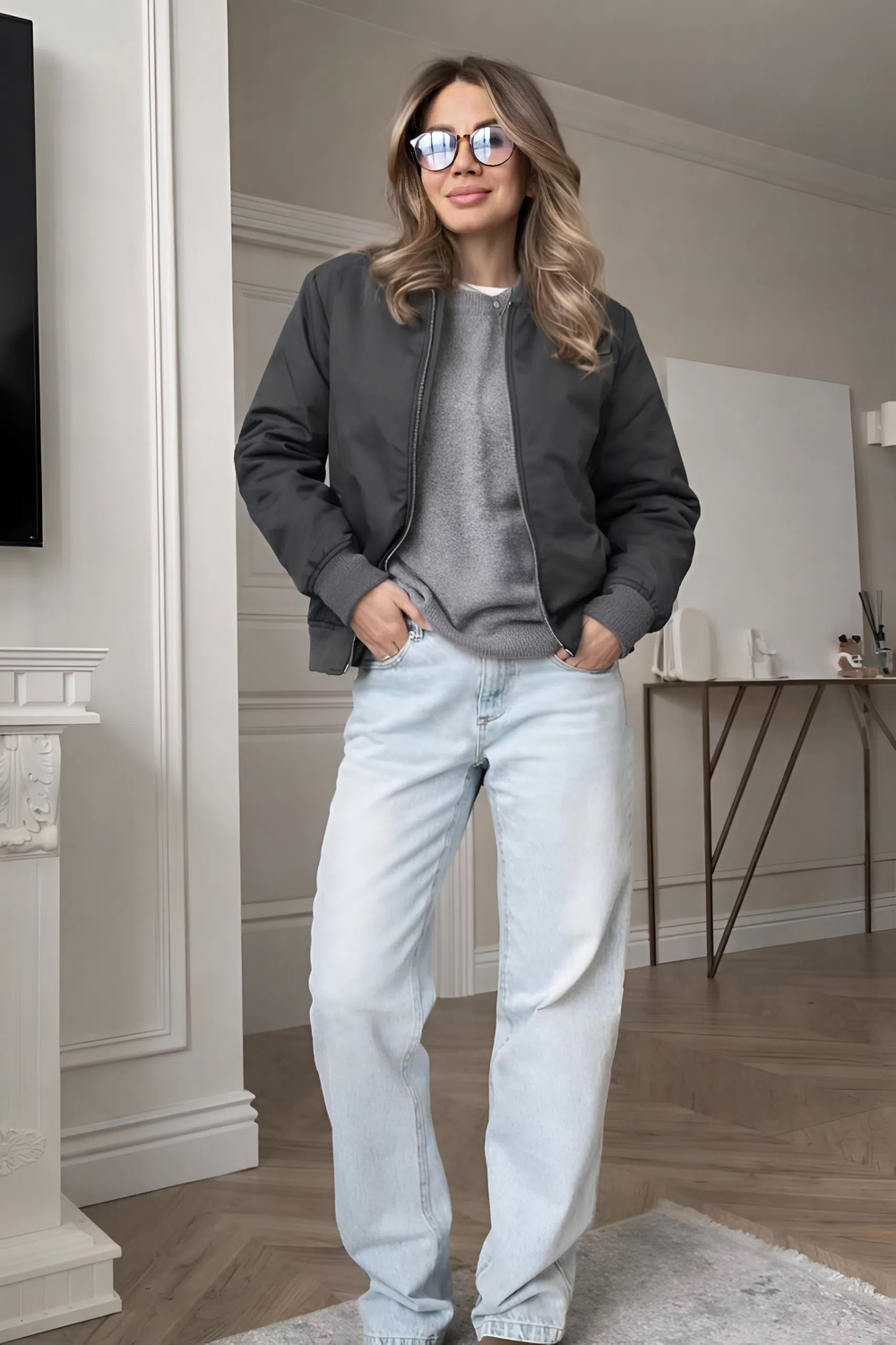 Бомбер женский демисезонный "HN-4" темно-серый