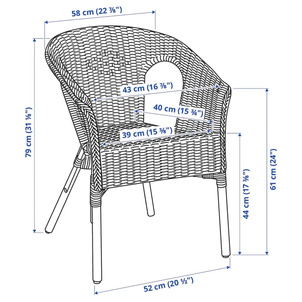 Садовое кресло - IKEA AGEN, 79х56x58 см, коричневый, АГЕН ИКЕА