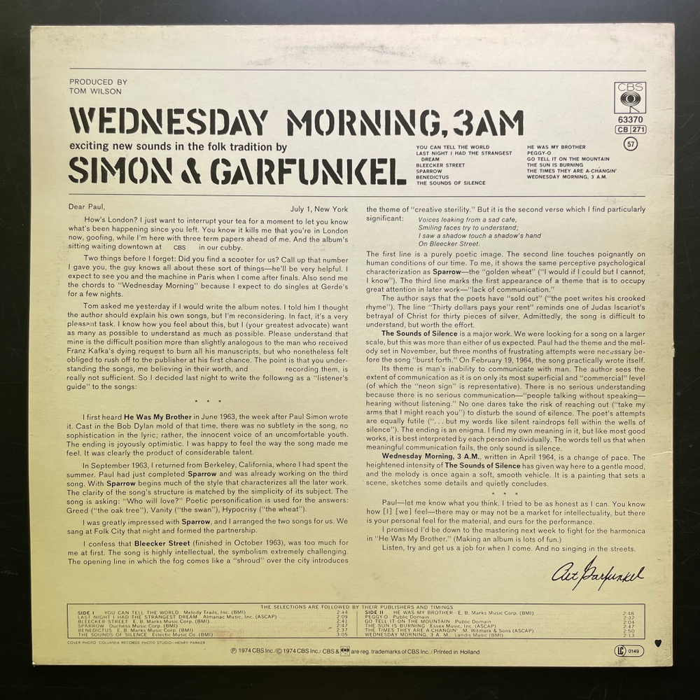 Simon & Garfunkel ‎– Wednesday Morning, 3 A.M. (Голландия)