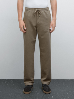 Massimo Dutti Брюки-джоггеры из хлопковой смеси, светло-коричневый