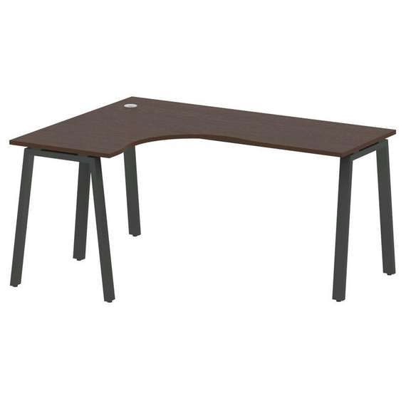Metal System Стол криволинейный левый на А-образном м/к БА.СА-4 (L) Венге Цаво/Металл Антрацит 1600*