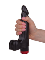 Чёрный вибромассажер-реалистик - 17,8 см. (Цвет: черный)