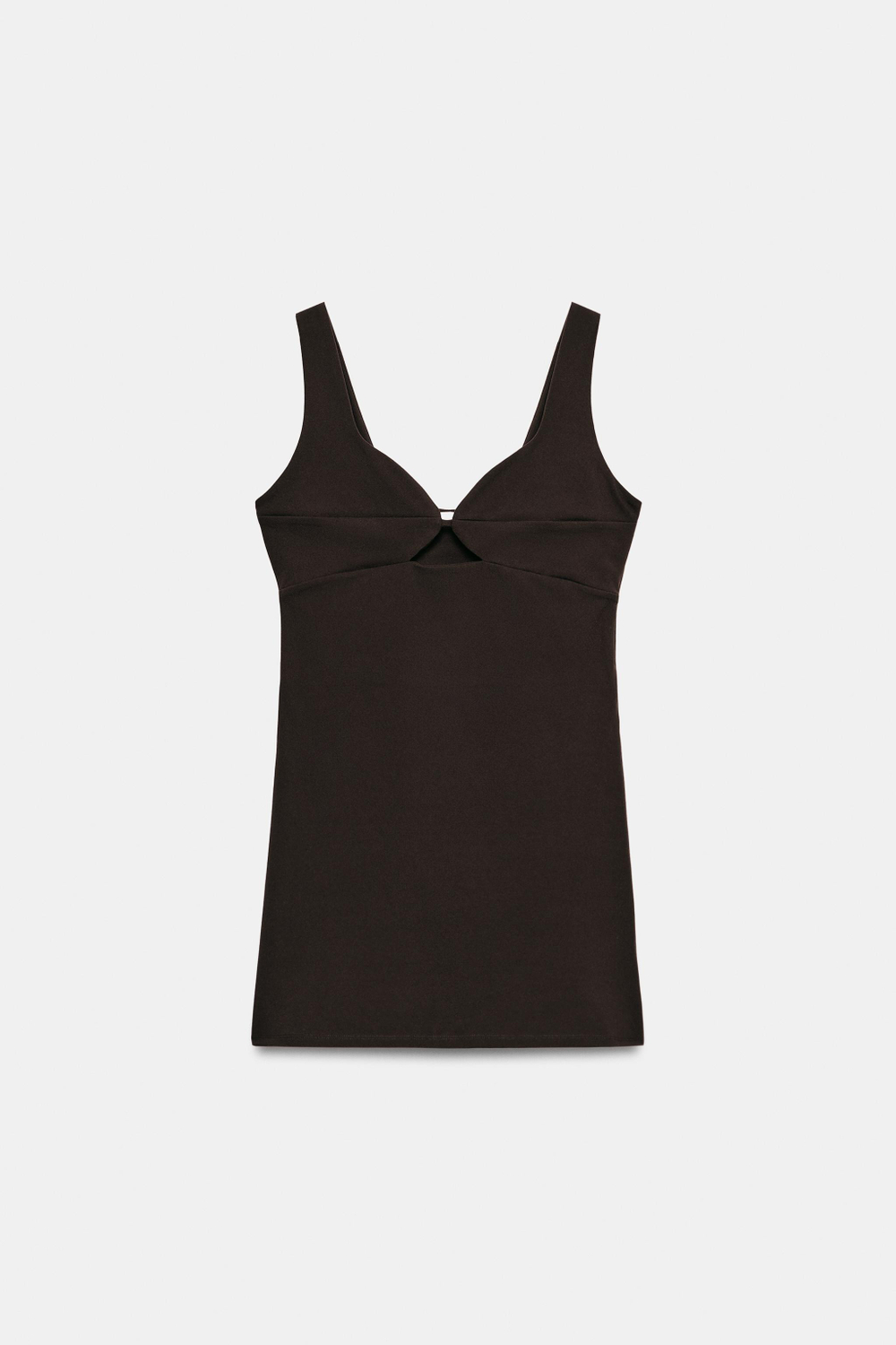 ZARA КОРОТКОЕ ПЛАТЬЕ С ВЫРЕЗАМИ, КОРИЧНЕВЫЙ