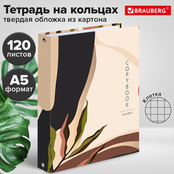 Тетрадь на кольцах А5 175х215мм, 120л, твердый картон, клетка, BRAUBERG, Vision, 404075