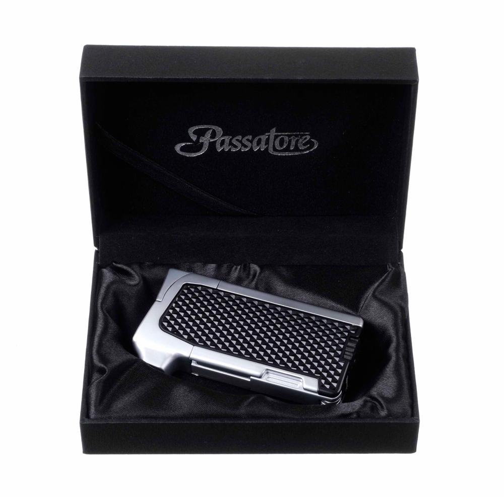 Зажигалка трубочная Passatore с тампером, черная-хром