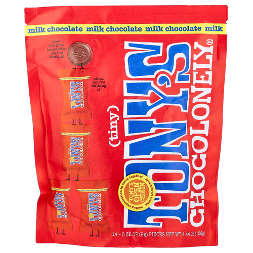 Tony's Chocolonely, крошечный молочный шоколад, 14 шт. по 9 г (0,32 унции)