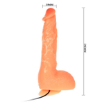 Телесный вибратор с большой мошонкой Jason - 25 см. (Цвет: телесный)
