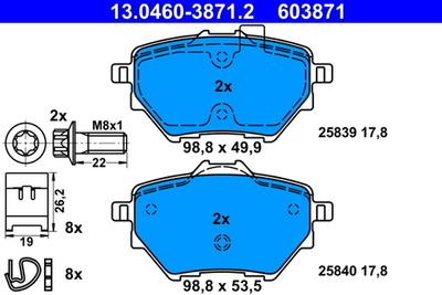 ATE - 13046038712-ATE - Brake Pad Set, disc brake