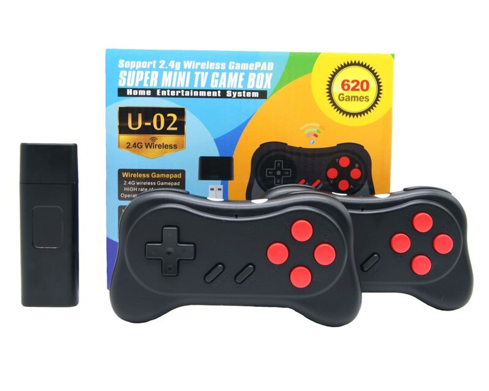 Игровая приставка DENDY Stick U-02 8 bit с беспроводными геймпадами (620 игр)