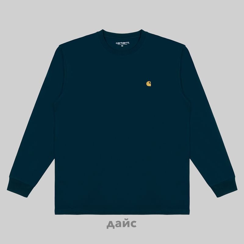 Лонгслив мужской Carhartt WIP Chase артикул:I026392_duck_blue - купить в магазине Дайс