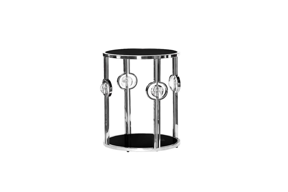 13RXET6034-SILVER Стол журнальный стекло черн./серебро50*50*60см