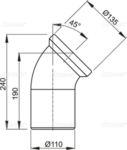 Колено A90-45 для унитаза 45°